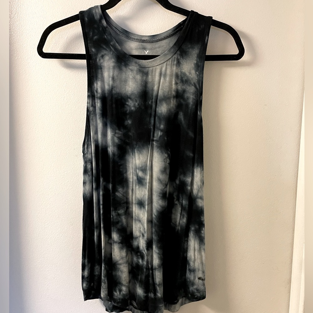 American Eagle Black Tie-Dye Tank